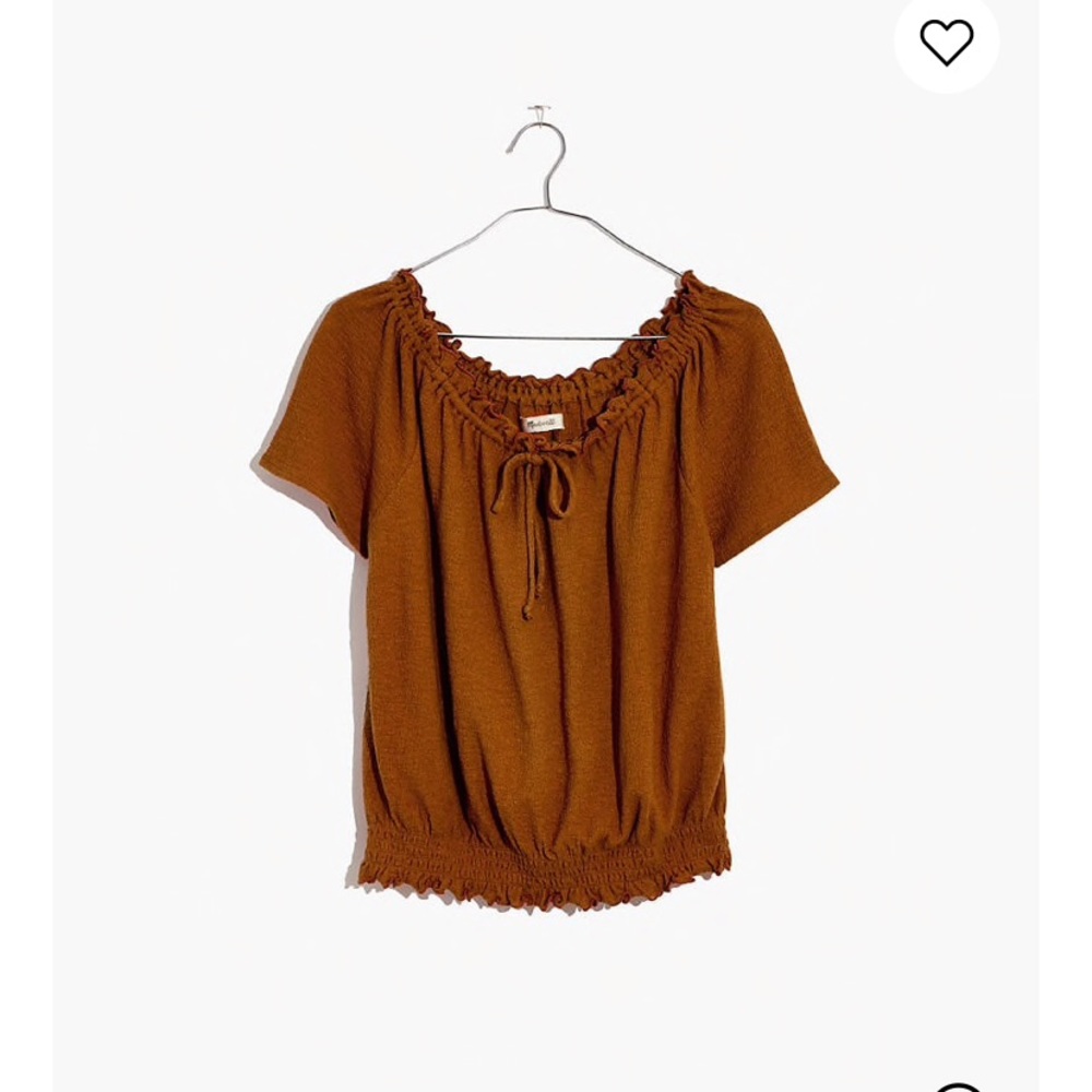 Madewell texture & thread drawstring top in white